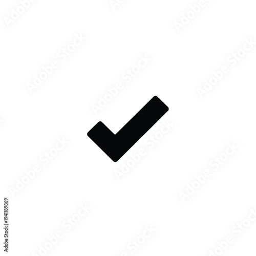 Solid black checkmark on white background tick fill