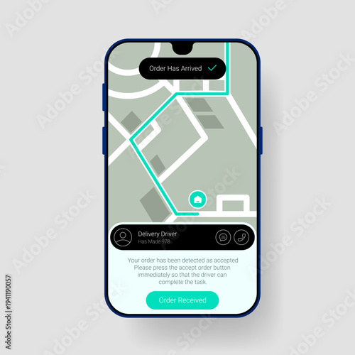 Mobile delivery tracking interface with route map and driver contact