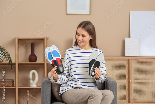 Young woman with orthopedic...