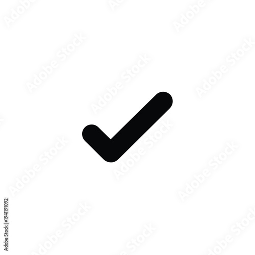 Solid black uptime check mark on white background fill