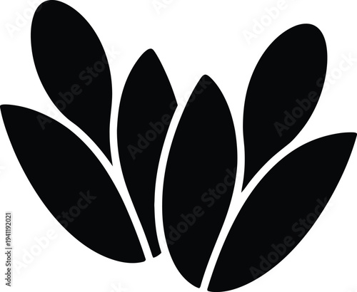 Black Silhouette of Abstract Stylized Lotus Flower Petals vector illustration