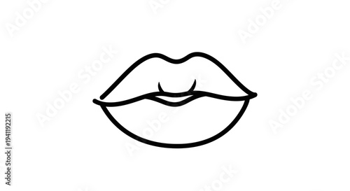Simple clean artistic representation of the delicate human lip shape outline vector graphic design