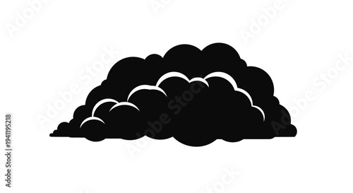 Stylized Dark Cloud Shape Graphic Illustration for Weather or Smoke Concepts Minimalist Vector