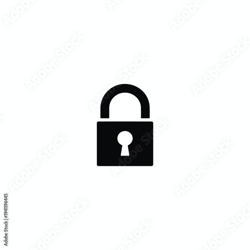 Solid fill of a black s l lock on a white background security