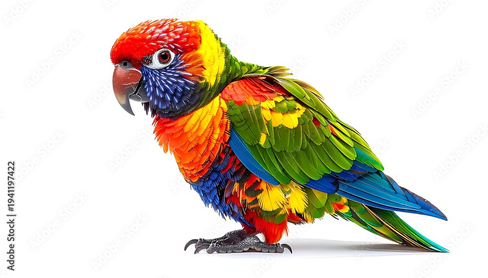 Fototapeta premium Colorful Parrot on White Background.
