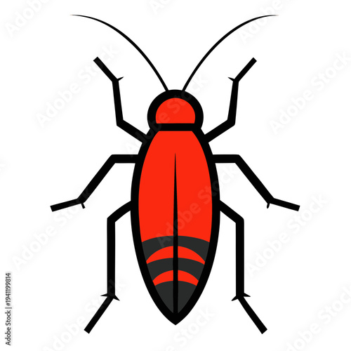 Red and black cockroach isolated on white background vector