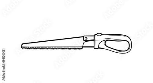 Monochrome illustration of a versatile hand saw for various cutting tasks and DIY projects