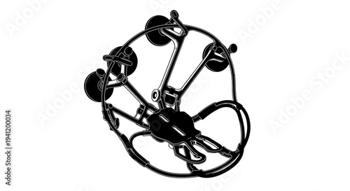 Stylized monochrome outline illustration of a classic percussion instrument for rhythmic musical