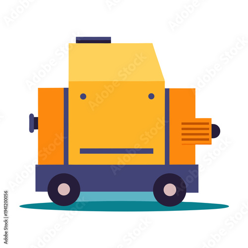 Yellow road compactor machine construction equipment isolated