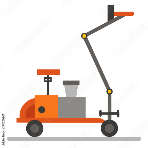 Orange concrete screed machine leveling fresh cement on construction site