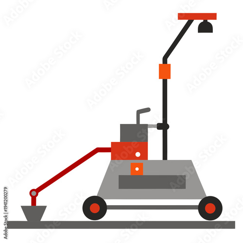 Construction screed machine leveling fresh concrete surface flat