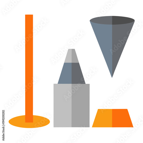Concrete slump test set with cone and tamping rod 3d