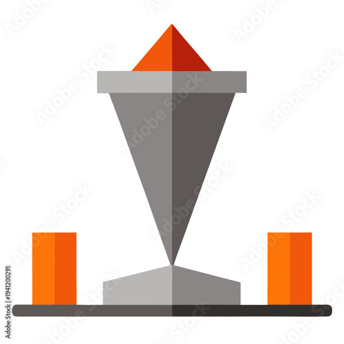 Concrete slump test cone with fresh mix for quality control