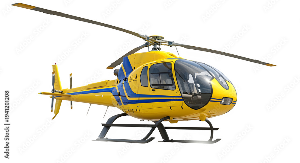 Fototapeta premium A yellow helicopter on a transparent background