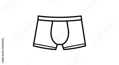 Minimalist black and white line art illustration of men's comfortable underwear for everyday wear