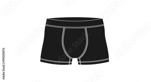 Sleek black men's boxer briefs underwear flat vector illustration for fashion design projects