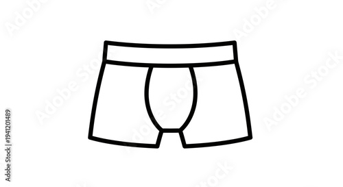 Clean minimalist black line art icon of men's essential undergarment for daily comfort wear