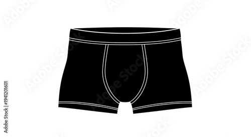 Minimalist black men's underwear graphic outline on white background modern clothing apparel design