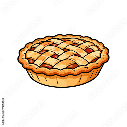 [Vector EPS]Delicious homemade fruit pie with lattice crust