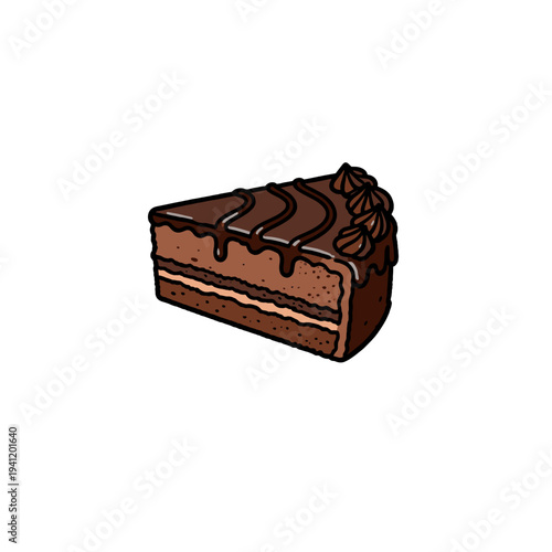 [Vector EPS]Delicious chocolate cake slice with rich layers and toppings