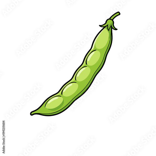 [Vector EPS]Fresh green pea pod with visible peas inside