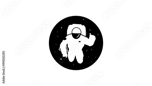 astronaut flying, black isolated silhouette
