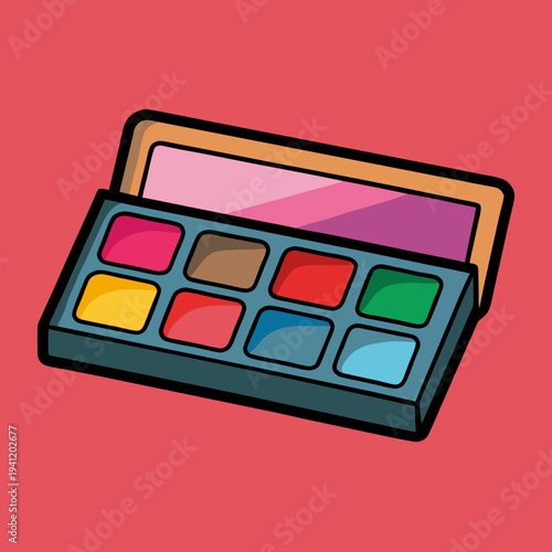 Colorful eyeshadow palette with mirror for vibrant makeup looks and beauty applications