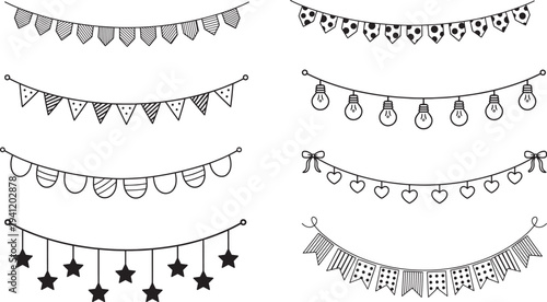 Wallpaper Mural Decorative Party Bunting And Garland Hanging Decorations Vector Torontodigital.ca