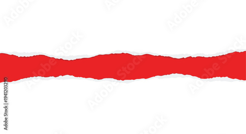 Torn Paper Effect. Red Background. White Paper.