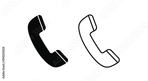 Simple illustration of a telephone handset in black and white