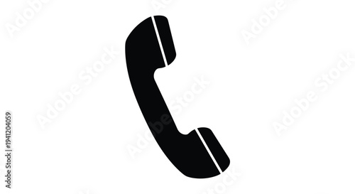 Simple black silhouette of a vintage telephone handset angled diagonally