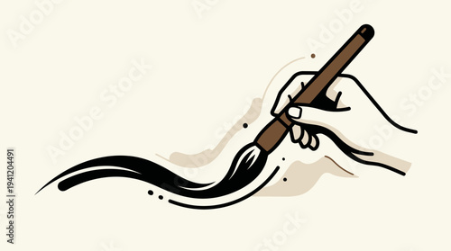 Hand Holding Paint Brush.