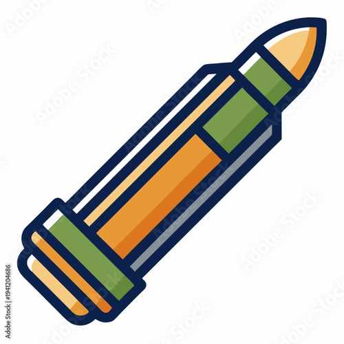 Colorful cartoon bullet or missile icon for military, war, and weapon related design elements