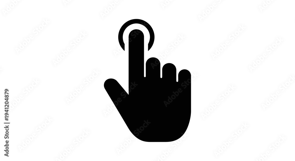 Obraz premium Digital hand gesture indicating a tap or click action on an interactive interface for user