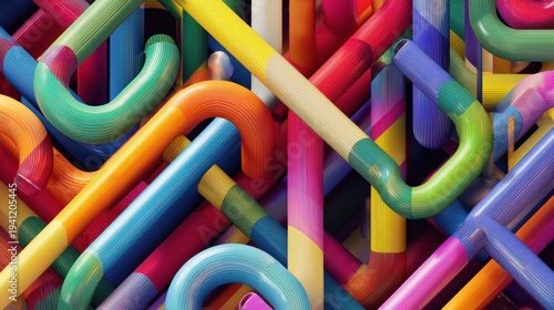 Colorful 3 d pipes abstract illustration