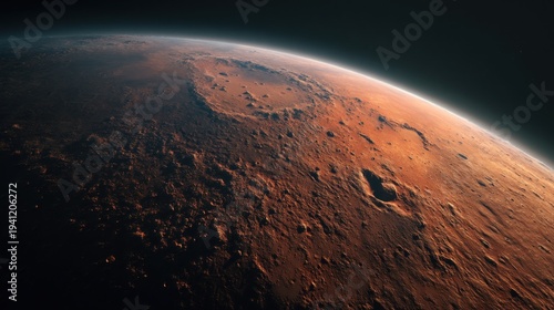 Mars planet surface with transparent background