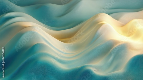 Abstract waves in shades of blue and gold