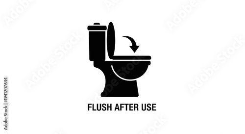 Essential public restroom hygiene pictogram: remember to flush the toilet after every use for