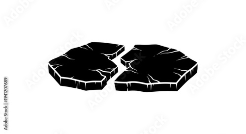 Abstract black cracked landmasses illustrating separation, global change, and foundational