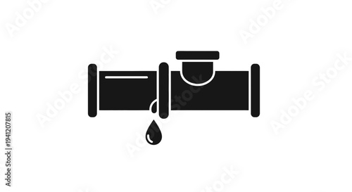 Illustrative icon depicting a problematic water pipe with a noticeable leak causing water wastage