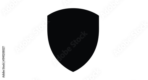 Simple black shield icon on a white background a protective symbol