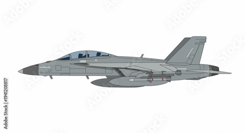 Military fighter jet flies through clear blue skies with missile