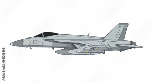 A sleek gray fighter jet soars through clear skies with afterburners.