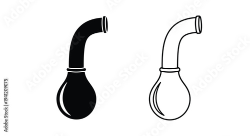 Two stylized calabash gourds one solid black and one outlined in white