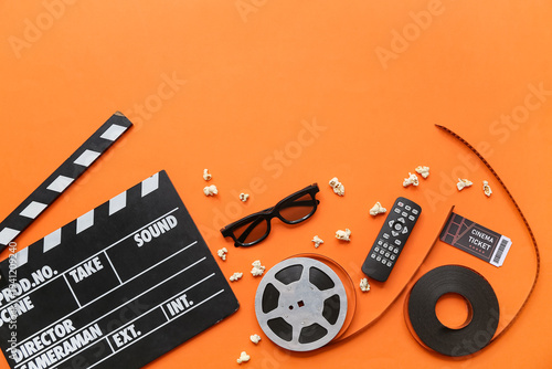 Movie clapper with film ree...