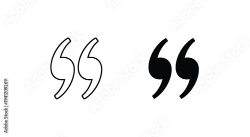Two sets of quotation marks outlined and filled black on white