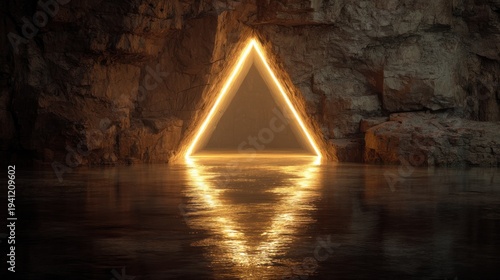 Glowing triangle portal with reflection