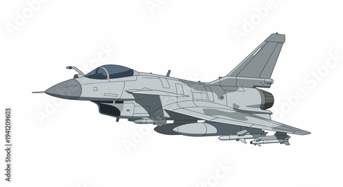 A sleek gray fighter jet soars through the air with missiles attached