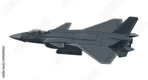 A sleek gray fighter jet soars through clear blue skies.