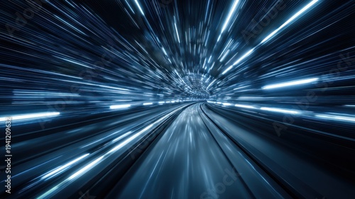 Abstract light trails in a tunnel